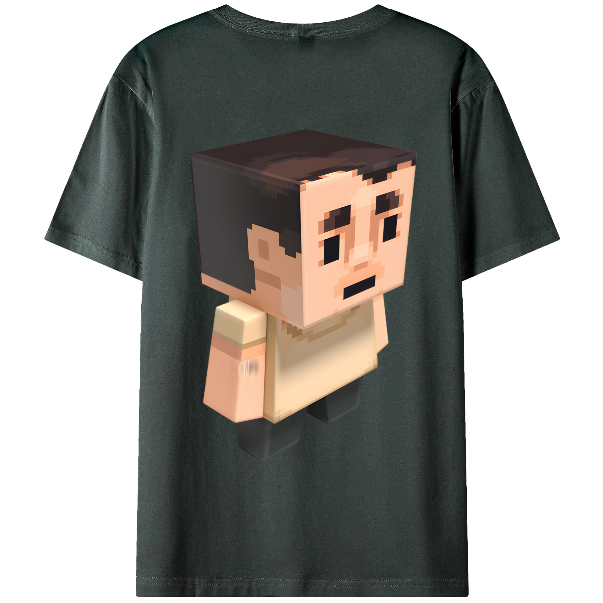（画像用） マインクラフト ブロックの世界 Minecraft MC Block world 綿100％ メンズ半袖Tシャツ（バックプリント） 通気性